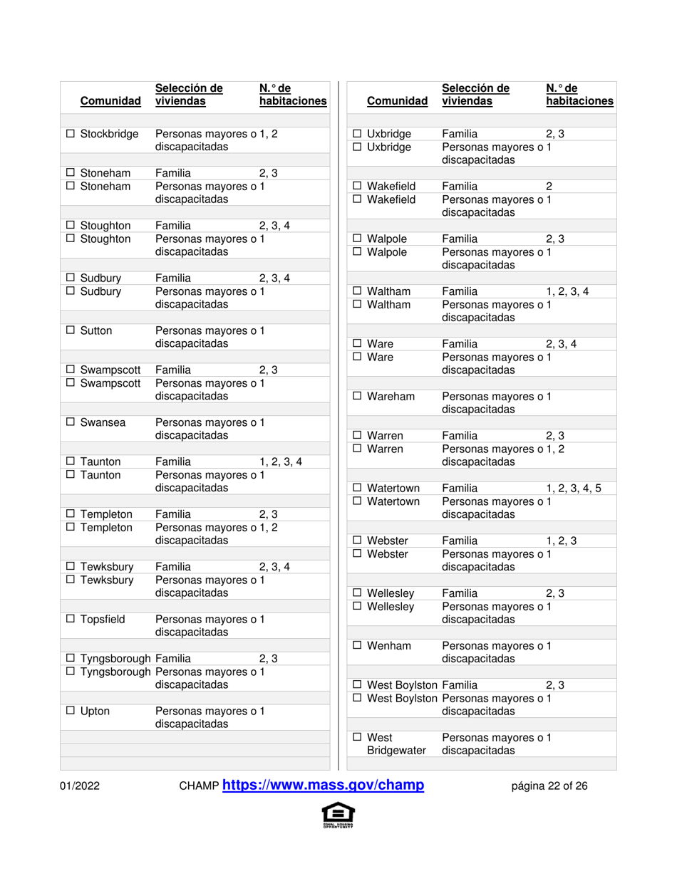 Solicitud Para Vivienda Publica Con Ayuda Del Estado Y El Programa De Vales Para Viviendas Alternativas (Alternative Housing Voucher Program, Ahvp) - Massachusetts (Spanish), Page 22
