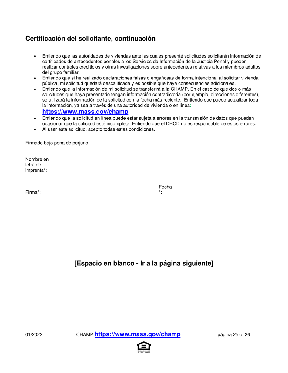 Solicitud Para Vivienda Publica Con Ayuda Del Estado Y El Programa De Vales Para Viviendas Alternativas (Alternative Housing Voucher Program, Ahvp) - Massachusetts (Spanish), Page 25