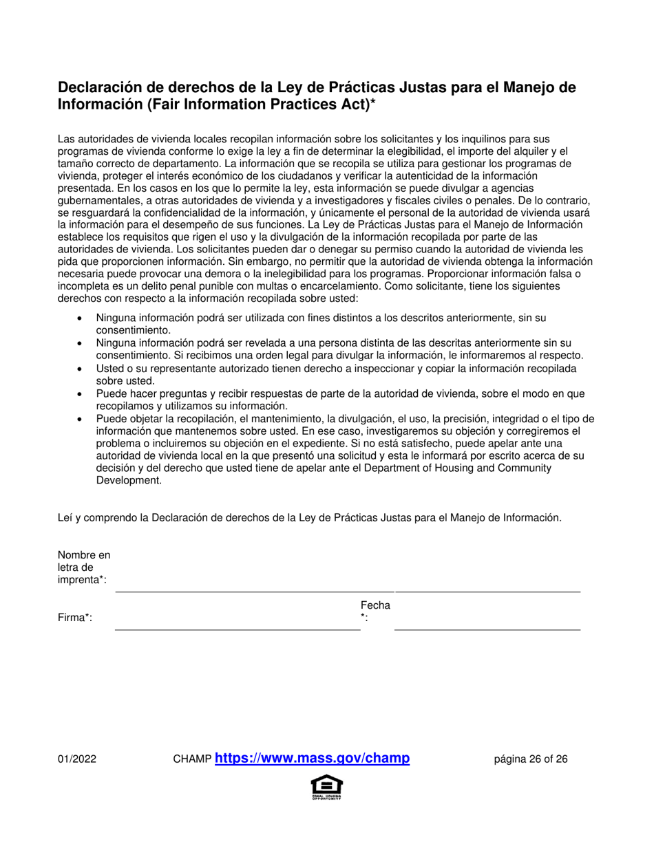 Solicitud Para Vivienda Publica Con Ayuda Del Estado Y El Programa De Vales Para Viviendas Alternativas (Alternative Housing Voucher Program, Ahvp) - Massachusetts (Spanish), Page 26