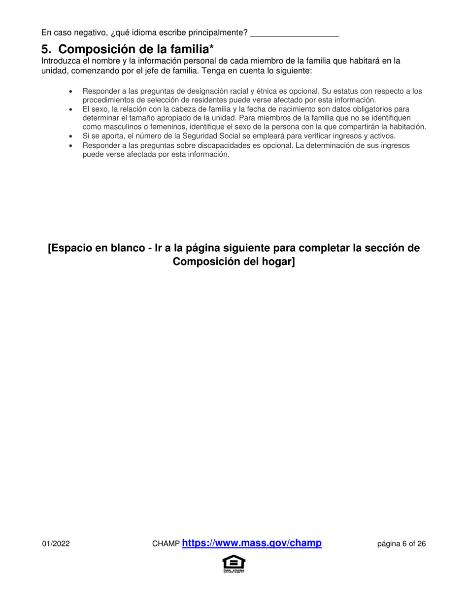 Solicitud Para Vivienda Publica Con Ayuda Del Estado Y El Programa De Vales Para Viviendas Alternativas (Alternative Housing Voucher Program, Ahvp) - Massachusetts (Spanish), Page 6
