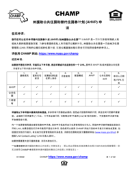 Document preview: Application for State-Aided Public Housing and the Alternative Housing Voucher Program (Ahvp) - Massachusetts (Chinese Simplified)