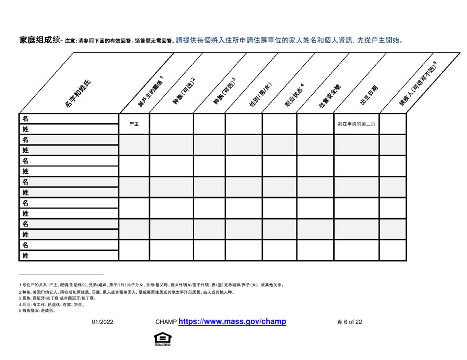 Application for State-Aided Public Housing and the Alternative Housing Voucher Program (Ahvp) - Massachusetts (Chinese Simplified), Page 6