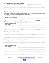 Application for State-Aided Public Housing and the Alternative Housing Voucher Program (Ahvp) - Massachusetts (Haitian Creole), Page 2