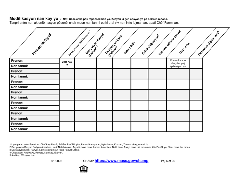 Application for State-Aided Public Housing and the Alternative Housing Voucher Program (Ahvp) - Massachusetts (Haitian Creole), Page 6
