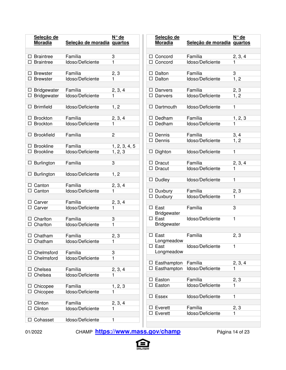 Application for State-Aided Public Housing and the Alternative Housing Voucher Program (Ahvp) - Massachusetts (Portuguese), Page 14