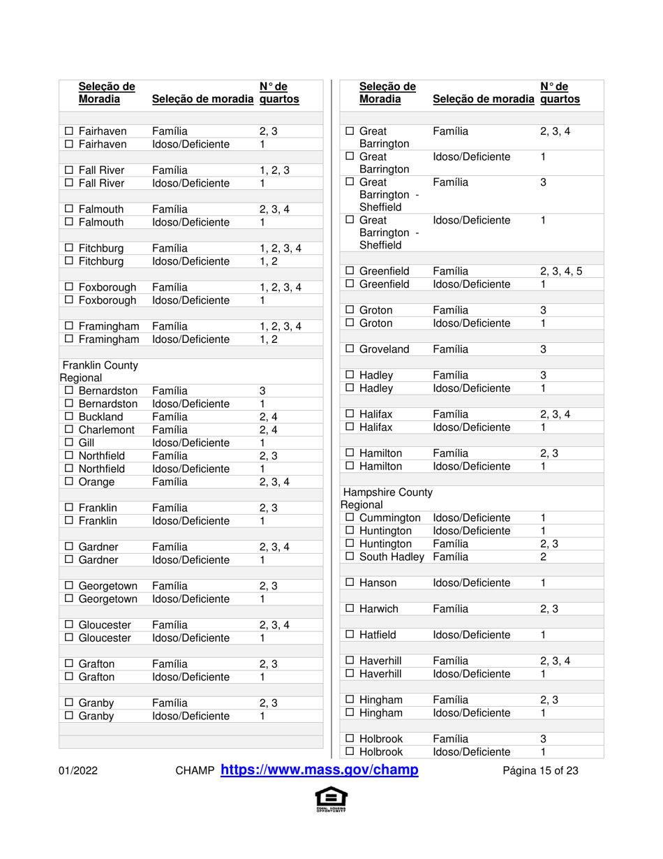Application for State-Aided Public Housing and the Alternative Housing Voucher Program (Ahvp) - Massachusetts (Portuguese), Page 15