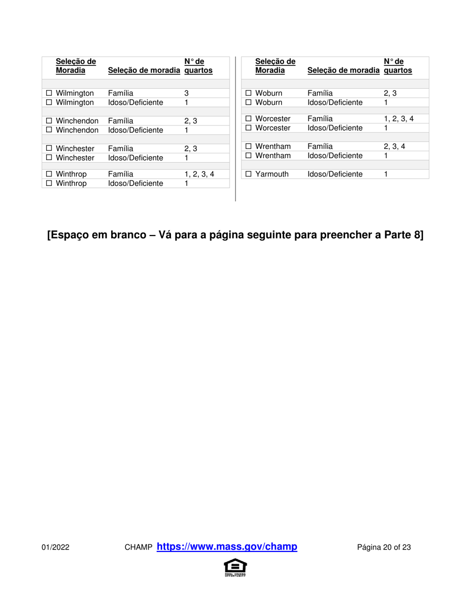 Application for State-Aided Public Housing and the Alternative Housing Voucher Program (Ahvp) - Massachusetts (Portuguese), Page 20