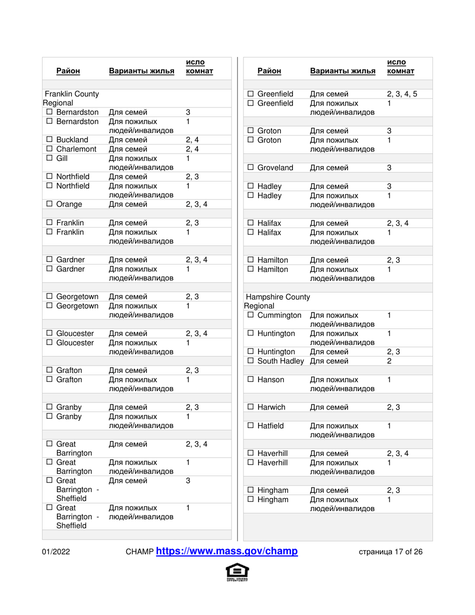 Application for State-Aided Public Housing and the Alternative Housing Voucher Program (Ahvp) - Massachusetts (Russian), Page 17
