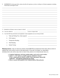 Form BPV-011 Application for Oil Burner Technician or Apprentice License - Massachusetts, Page 2