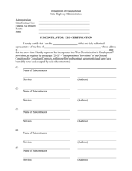 Subcontractor - EEO Certification - Maryland