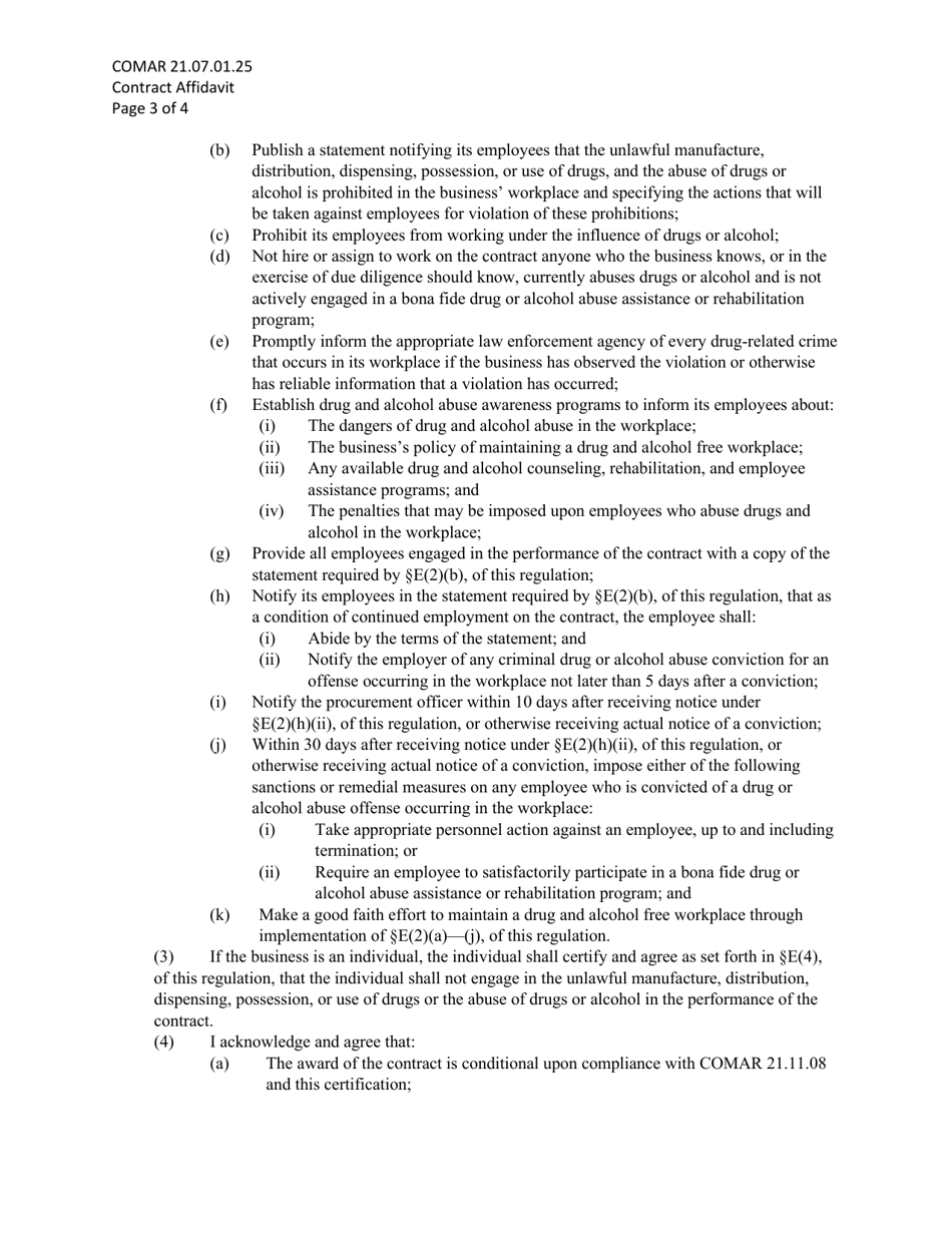 Contract Affidavit - Maryland, Page 3