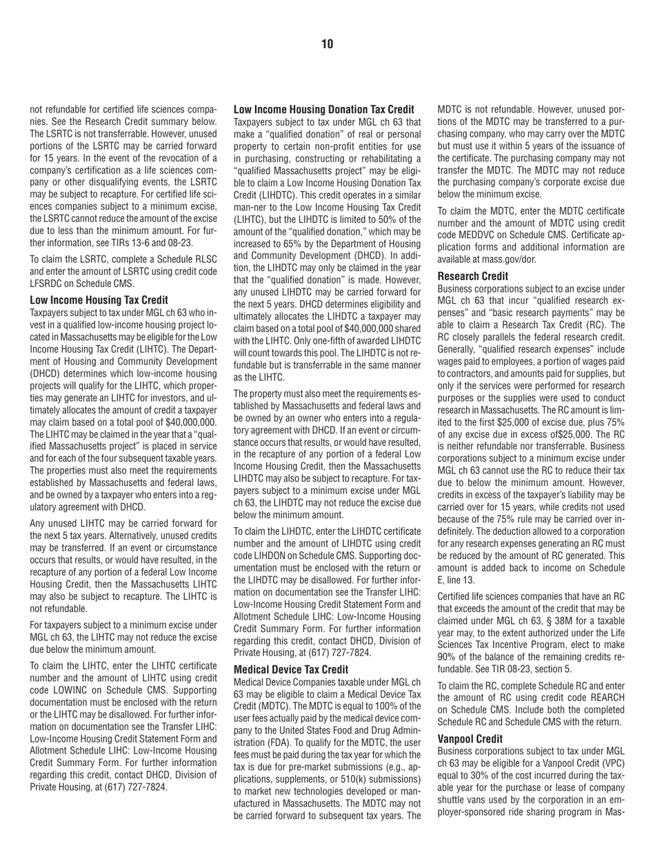 Instructions for Form 63-20P Premium Excise Return for Life Insurance Companies - Massachusetts, Page 10