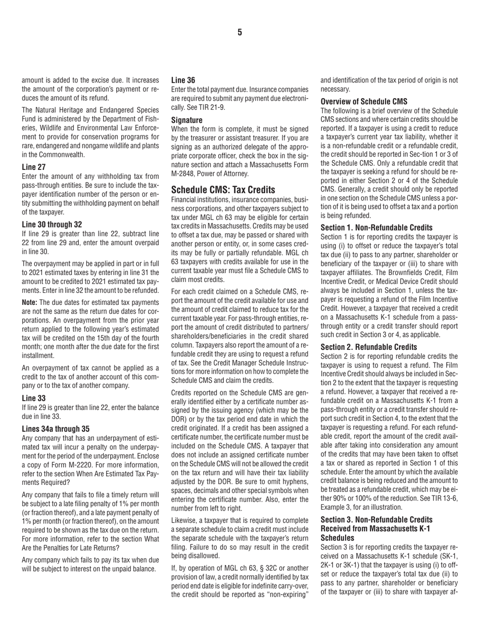Instructions for Form 63-20P Premium Excise Return for Life Insurance Companies - Massachusetts, Page 5