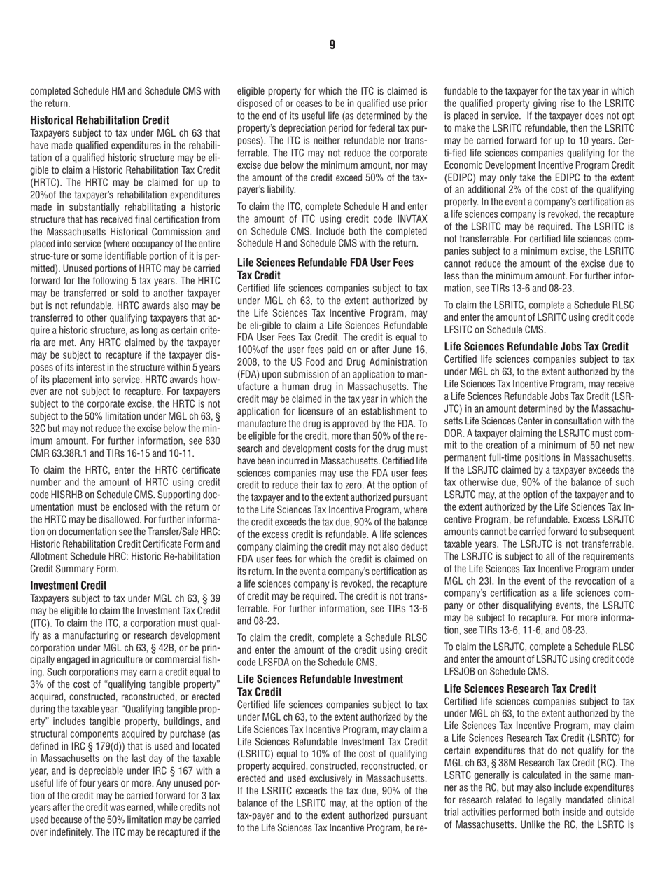 Instructions for Form 63-20P Premium Excise Return for Life Insurance Companies - Massachusetts, Page 9