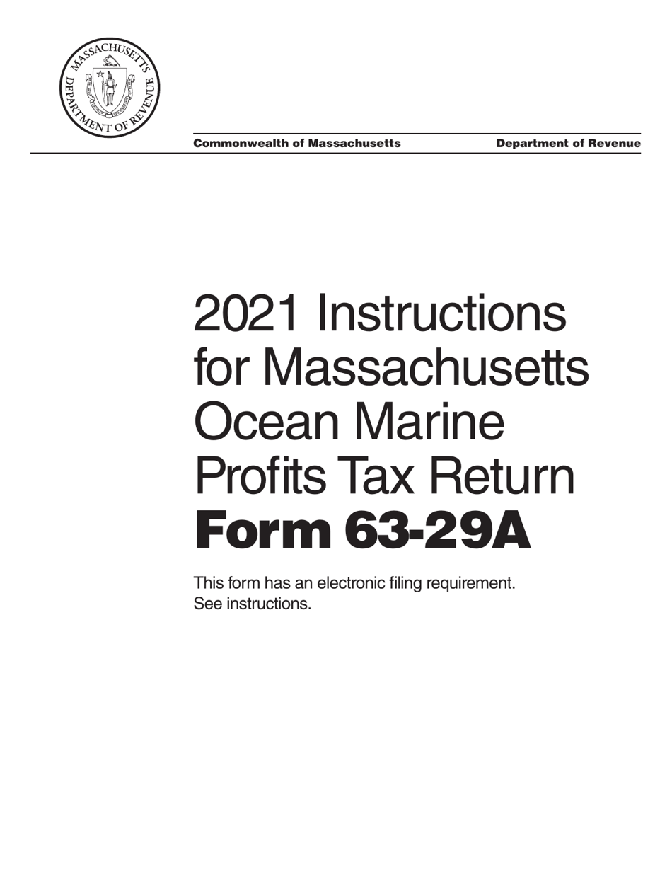 Instructions for Form 63-29A Ocean Marine Profits Tax Return - Massachusetts, Page 1