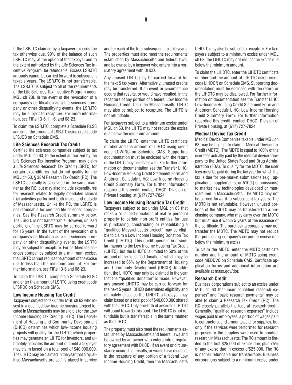 Instructions for Form 63-29A Ocean Marine Profits Tax Return - Massachusetts, Page 8