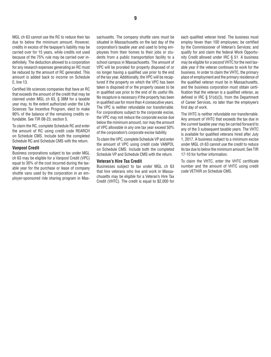 Instructions for Form 63-29A Ocean Marine Profits Tax Return - Massachusetts, Page 9