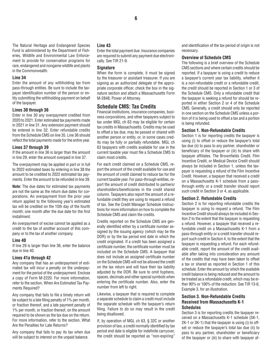 Instructions for Form 63-23P Premium Excise Return for Insurance Companies - Massachusetts, Page 6