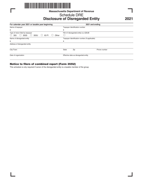 Schedule DRE 2021 Printable Pdf