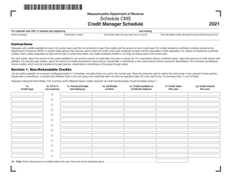 Schedule CMS Credit Manager Schedule - Massachusetts