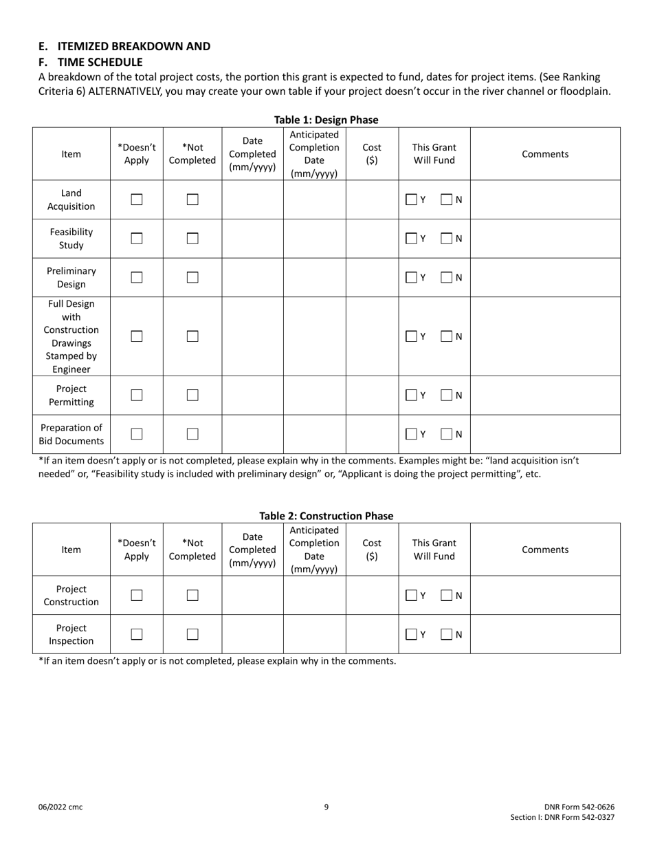DNR Form 542-0626 (542-0327) Cost-Share Application - Water Trails Program - Iowa, Page 9