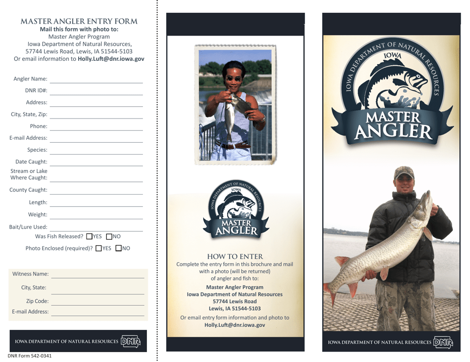 DNR Form 542-0341 Master Angler Entry Form - Iowa, Page 1