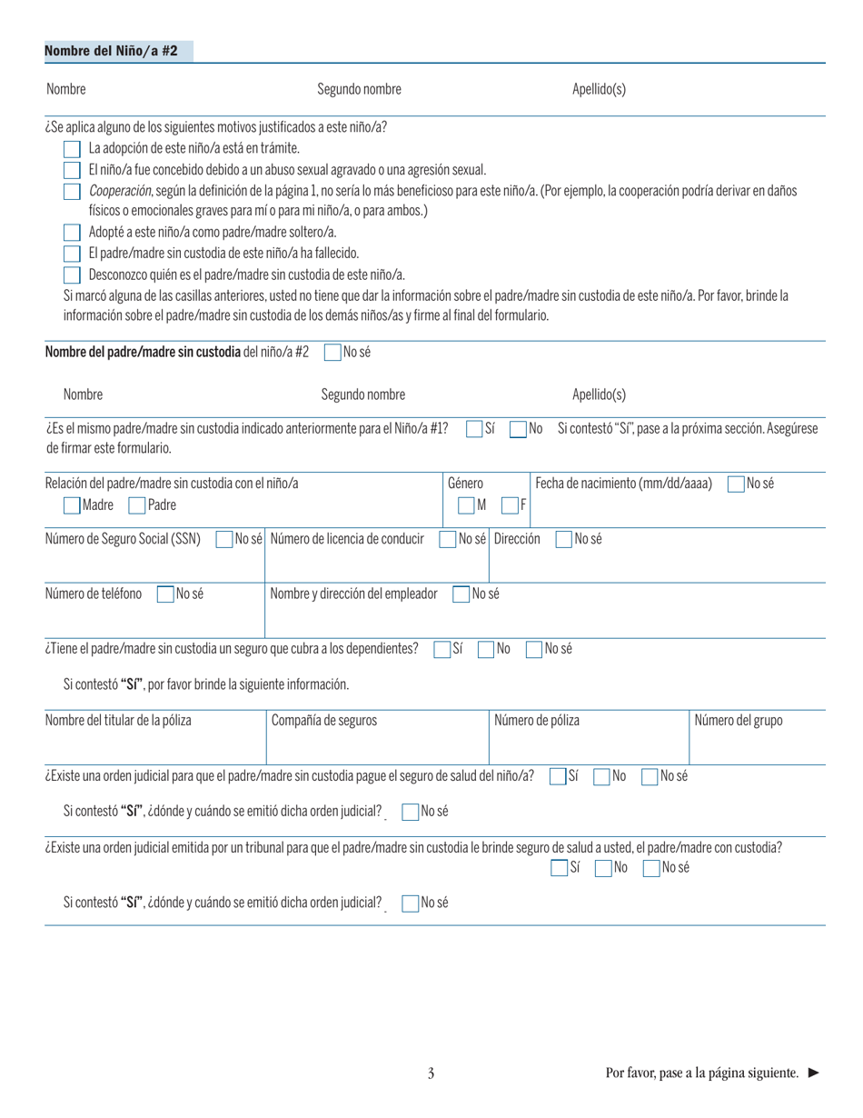 Formulario NCP-1 Formulario De Padre O Madre Sin Custodia - Massachusetts (Spanish), Page 3