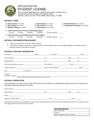 Document preview: Application for Student License - Louisiana