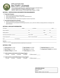 Document preview: Application for Military License - Louisiana