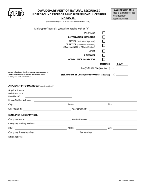 DNR Form 542-0090  Printable Pdf