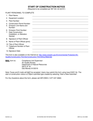 Document preview: DNR Form 542-4008 Start of Construction Notice - Iowa