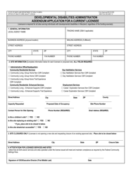 Document preview: Form DD.ADD.1.0 Developmental Disabilities Administration Addendum Application for a Current Licensee - Maryland