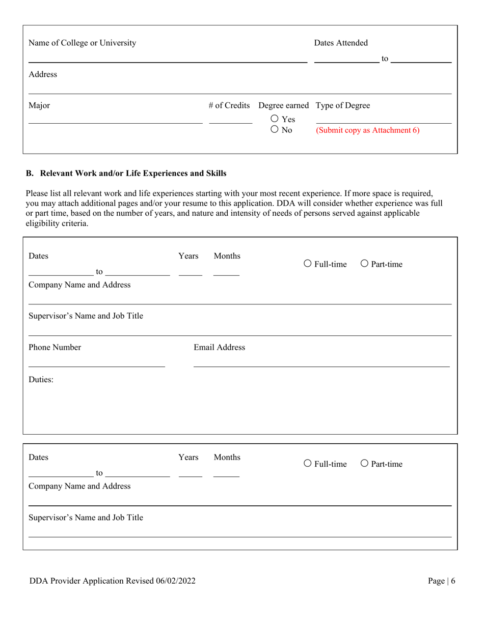 Dda Provider Application - Maryland, Page 6