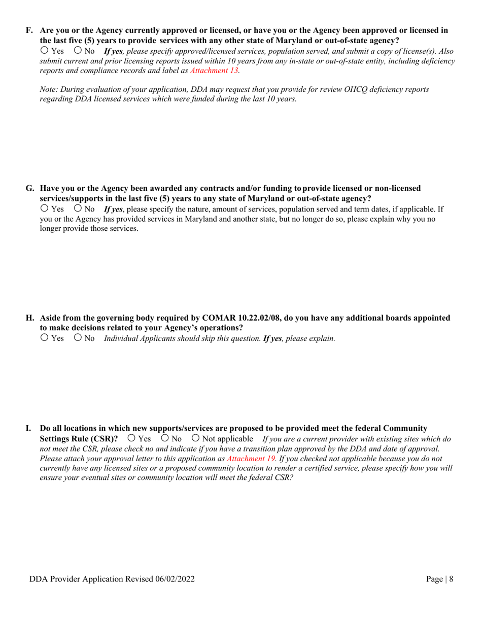 Maryland Dda Provider Application Download Fillable PDF | Templateroller