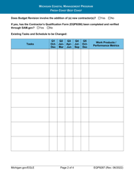 Form EQP9287 Grantee Change Request Form - Michigan Coastal Management Program - Michigan, Page 2