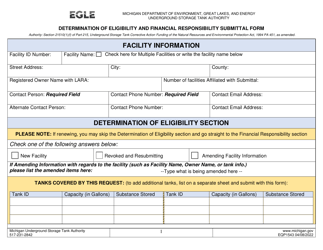 Document preview: Form EQP1543 Determination of Eligibility and Financial Responsibility Submittal Form - Michigan