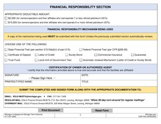 Form EQP1543 Determination of Eligibility and Financial Responsibility Submittal Form - Michigan, Page 2