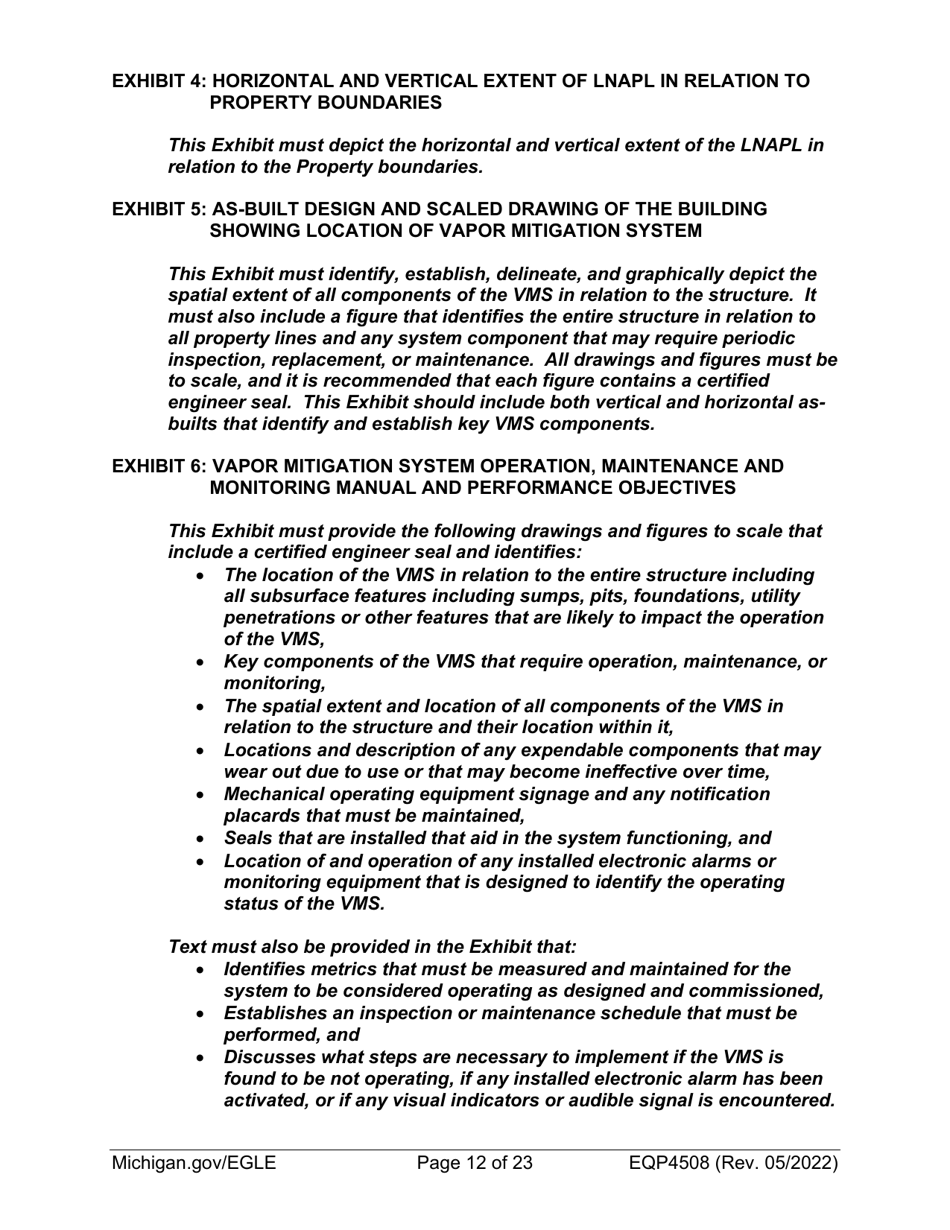 Form EQP4508 Declaration of Restrictive Covenant Part 201 - Michigan, Page 12