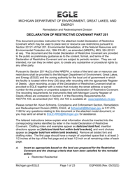 Form EQP4508 Declaration of Restrictive Covenant Part 201 - Michigan