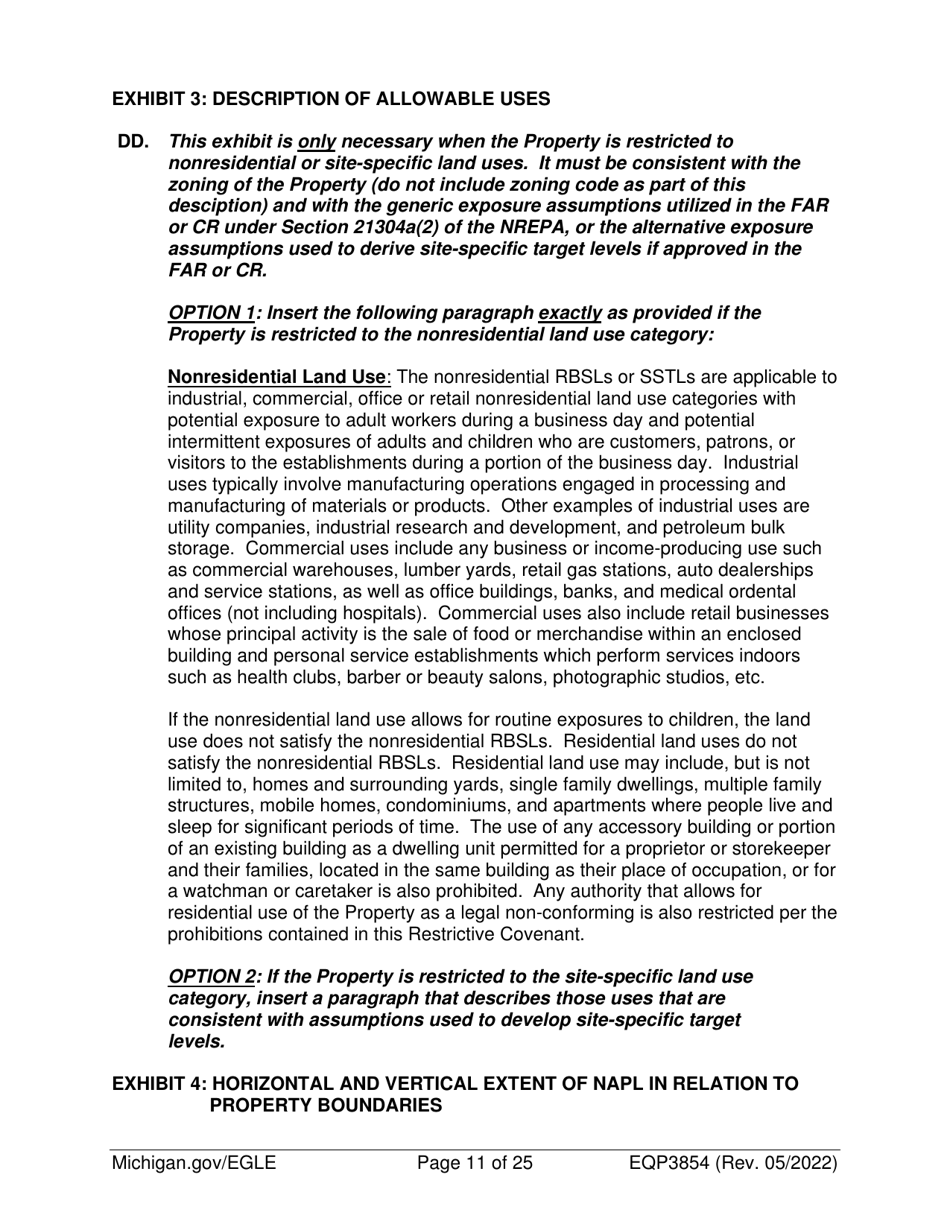 Form EQP3854 Declaration of Restrictive Covenant - Part 213 - Michigan, Page 11