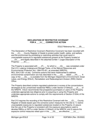 Form EQP3854 Declaration of Restrictive Covenant - Part 213 - Michigan, Page 14