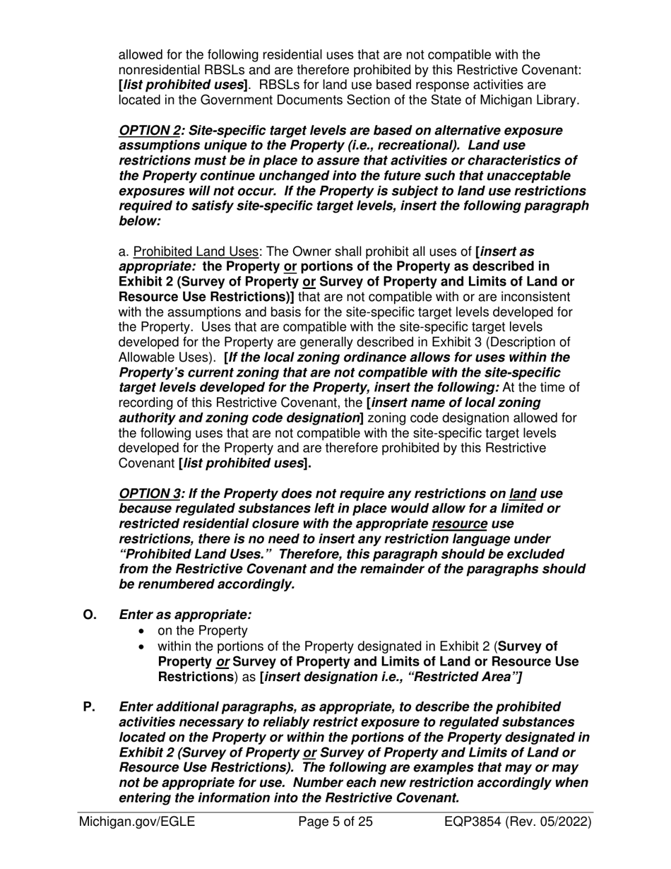 Form EQP3854 Declaration of Restrictive Covenant - Part 213 - Michigan, Page 5