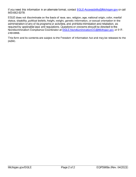 Form EQP5989A Storm Water Industrial (A-1i) Recertification - Michigan, Page 2