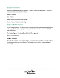 State Complaint Model Form - Michigan, Page 2