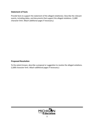 State Complaint Model Form - Michigan, Page 3