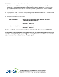 Form FIS1110 Application for Permission to Organize a State-Chartered Bank - Michigan, Page 3