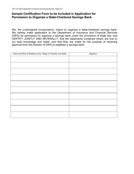 Form FIS1101 Application for Permission to Organize a State-Chartered Savings Bank - Michigan, Page 6