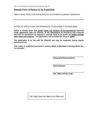 Form FIS1101 Application for Permission to Organize a State-Chartered Savings Bank - Michigan, Page 7