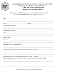Application for Registration Under the Meat, Meat-Food, and Poultry Regulation and Inspection Act of 1960 and as Amended - Mississippi, Page 2