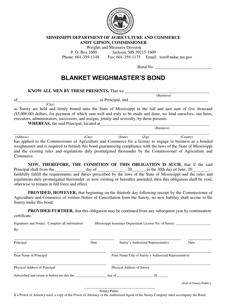 Application for Bonded Weighmasters License for an Individual - Mississippi, Page 5